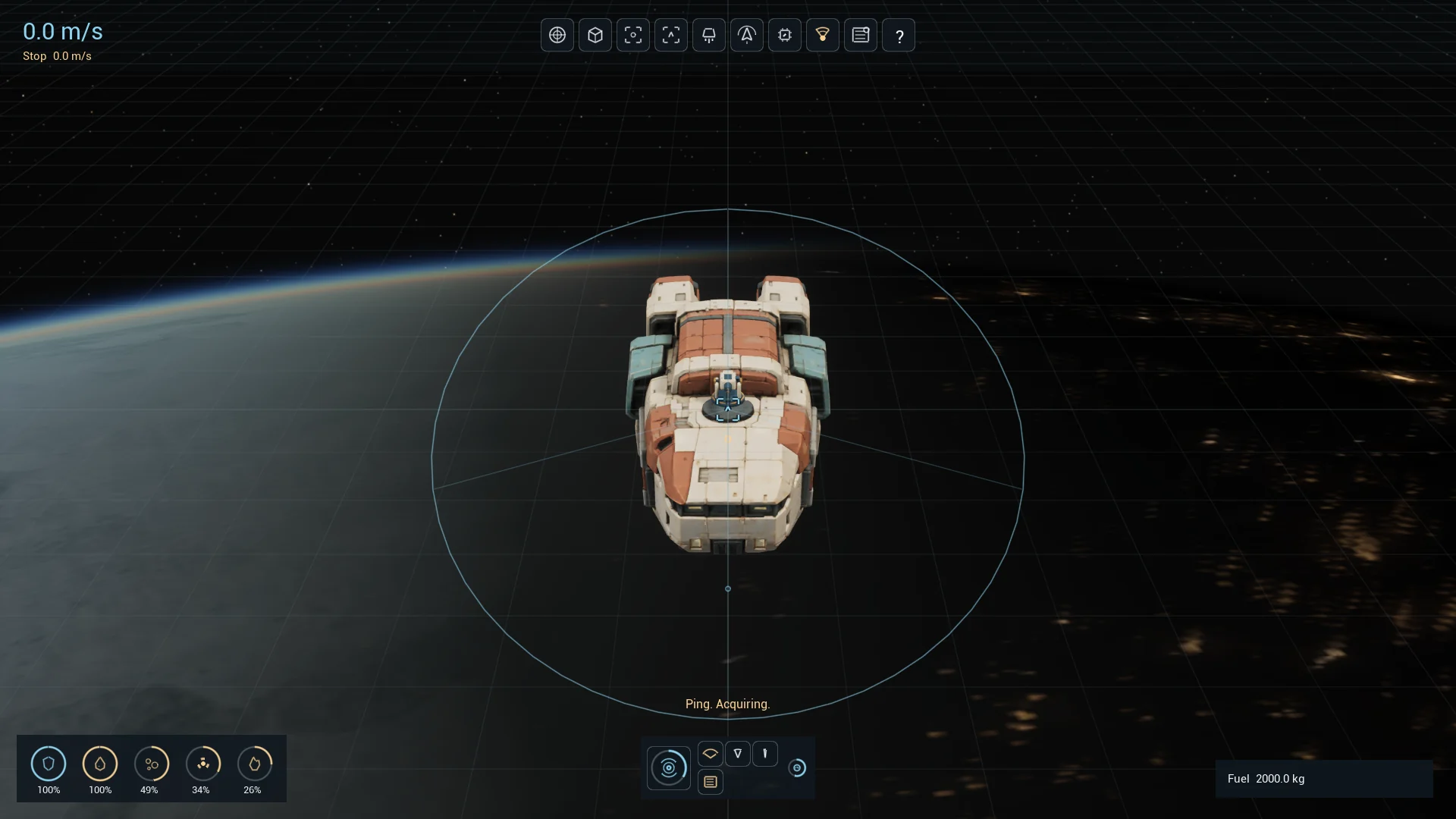 The Clunker flying above Earth, with a scan pulse visible.