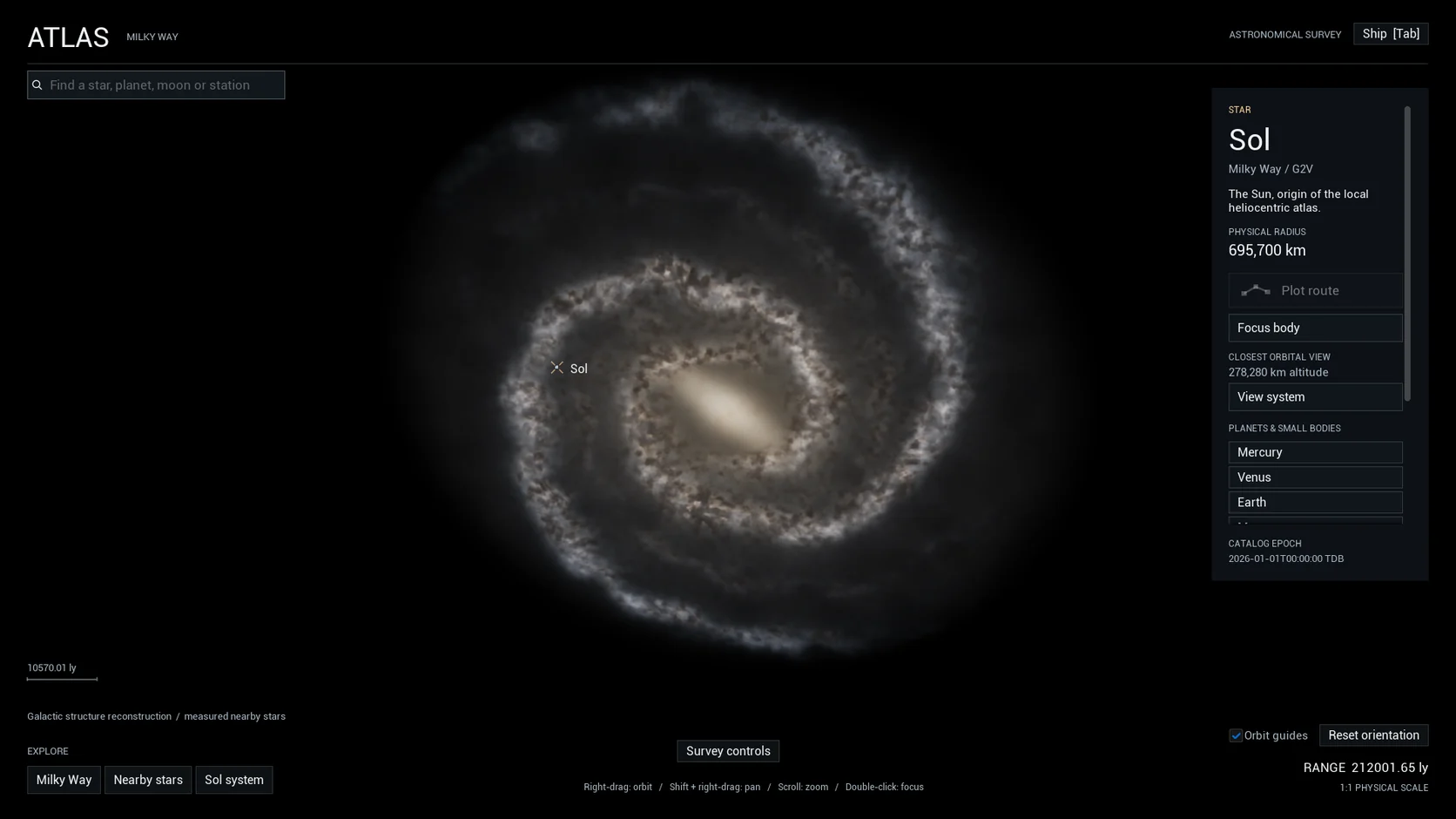 The reconstructed Milky Way in the native Stellar Atlas.